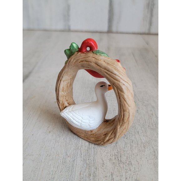 Vintage goose wreath mistletoe bow ornament Xmas - Picture 3 of 6